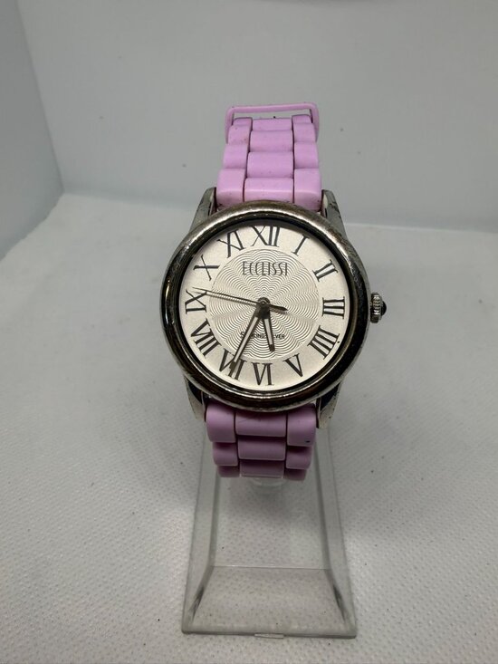 Eclissi Accessories - Ecclissi 23980 Women's 925 Sterling Silver Pink Rhodolite Leather Quartz Watch
